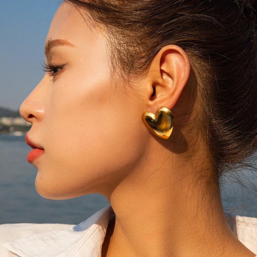 Gold Heart Earrings