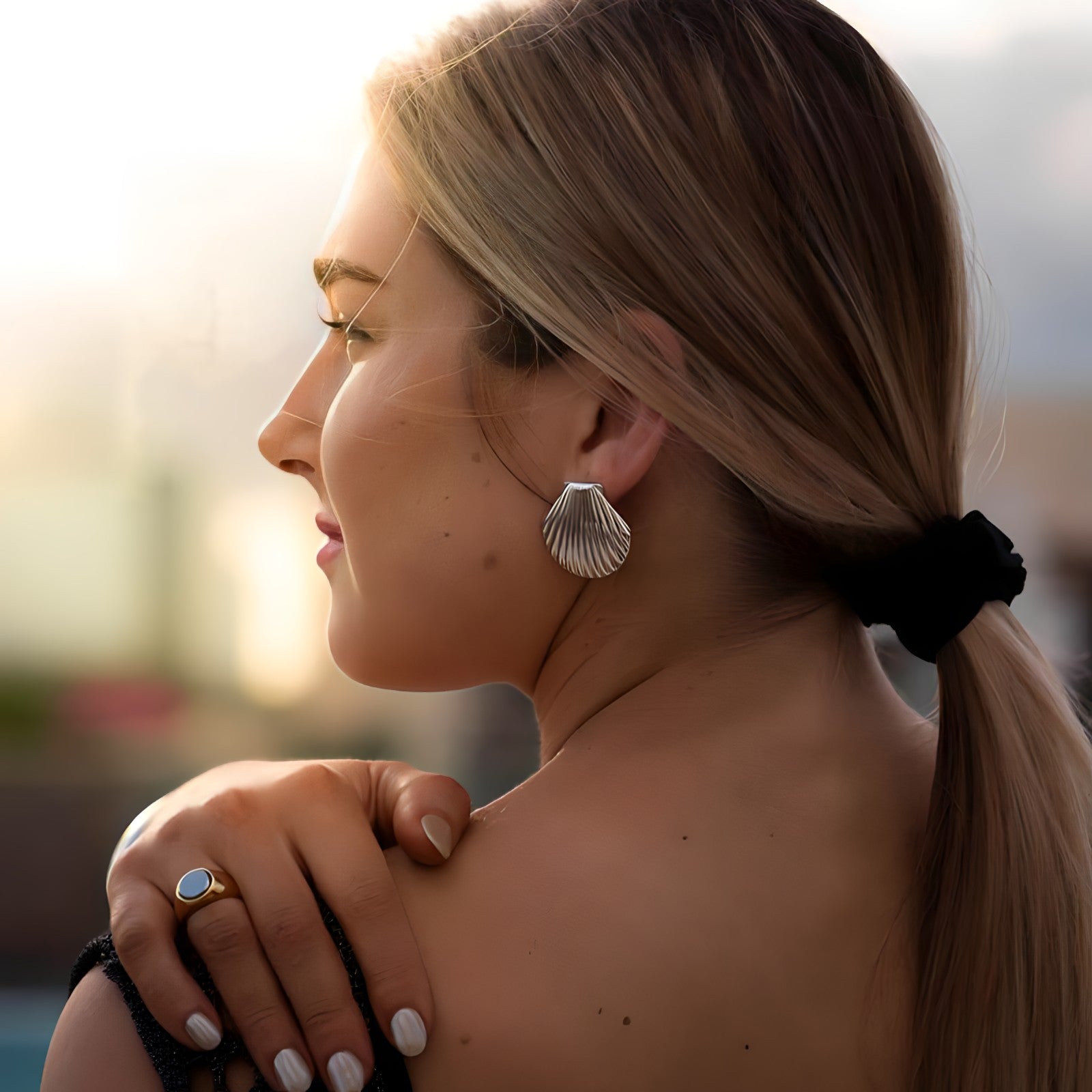 Silver Seashell Earrings